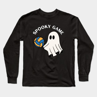 Spooky game, ghost playing Volleyball. Halloween Long Sleeve T-Shirt